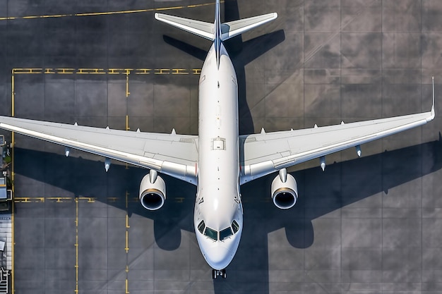 Foto um avião branco com uma estrela ao lado está na pista