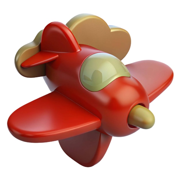um avião de brinquedo vermelho com um coração no topo