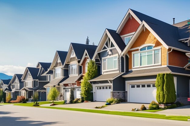 Foto um bairro perfeito casas no subúrbio de summer, na américa do norte