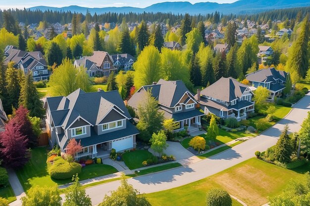 Um bairro perfeito Casas no subúrbio de Summer, na América do Norte