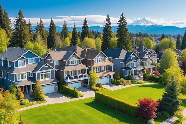 Um bairro perfeito Casas no subúrbio de Summer, na América do Norte