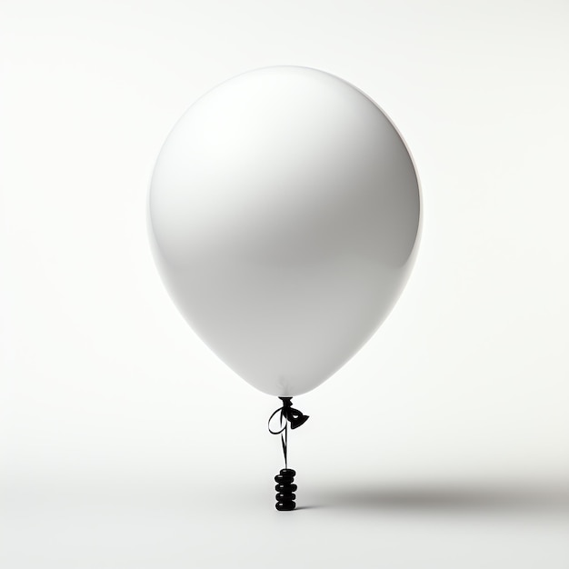 Foto um balão branco com um cordão preto