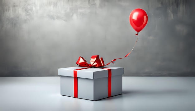 Um balão com caixa de presente Fundo de Natal Dia dos Namorados Fundo de Ilustração 3D Espaço de cópia