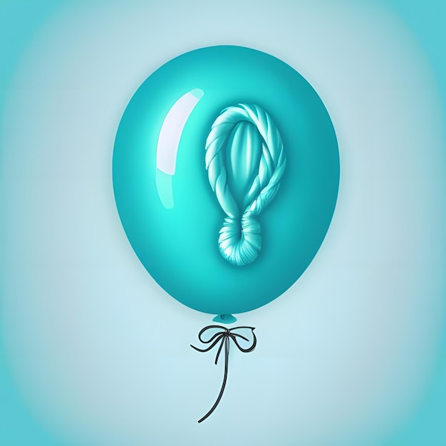 Foto um balão com um fio de cabelo e um nó