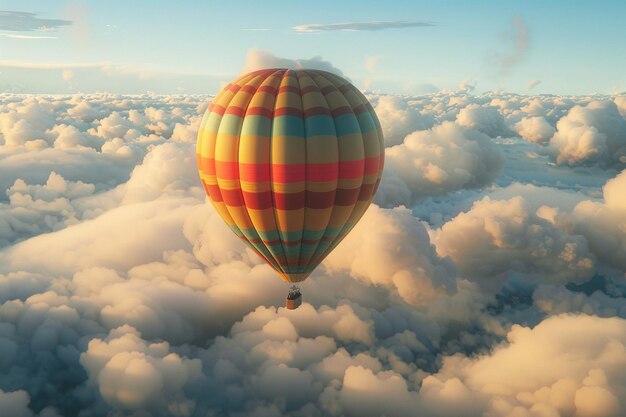 Foto um balão de ar quente colorido a flutuar graciosamente