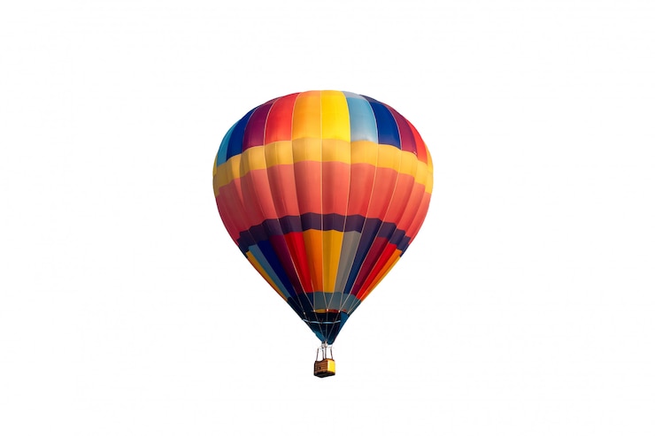 Foto um balão de ar quente colorido a voar