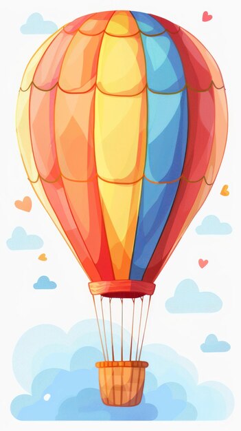 Foto um balão de ar quente colorido voando pelo céu