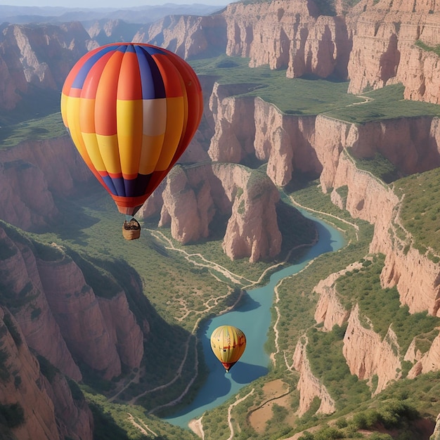 Um balão de ar quente voando gerado por IA