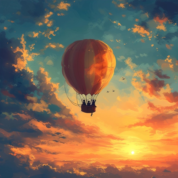 Um balão fantástico estrutura aérea fantasia flutuando no céu