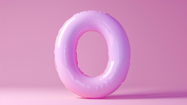 um balão rosa com um número o nele 3D renderização letra O 3D estilo decorado letra maiúscula O