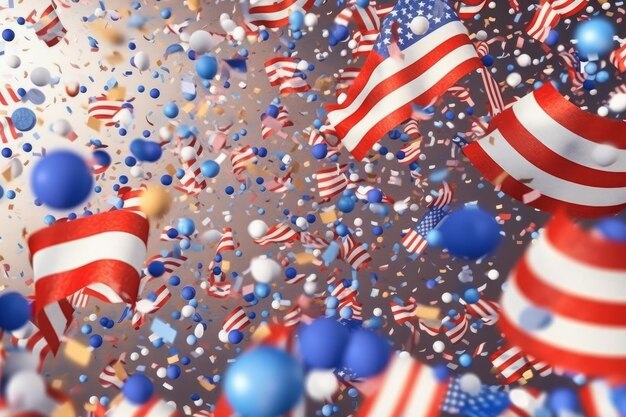 Um balão vermelho, branco e azul com a bandeira americana nele.