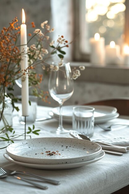 um banner promocional mostrando um cenário de jantar elegante e minimalista