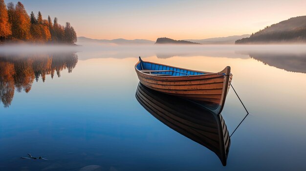 Um barco em um lago