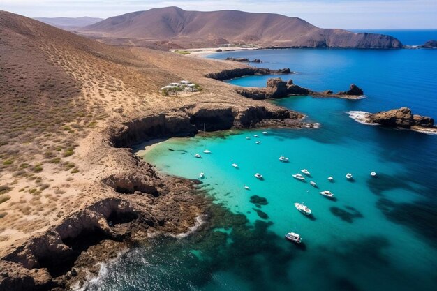 Foto um barco está atracado em uma baía com uma montanha ao fundo