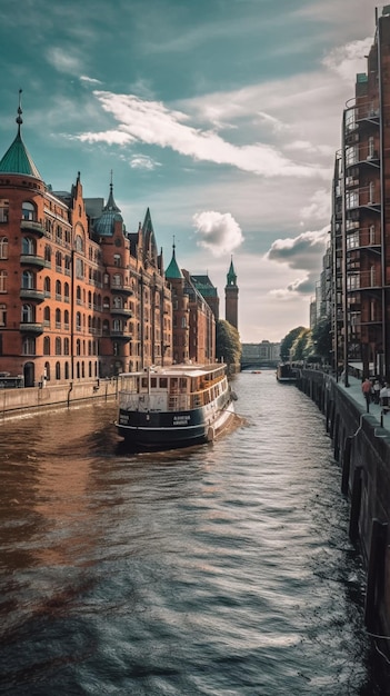 Um barco na água em Hamburgo