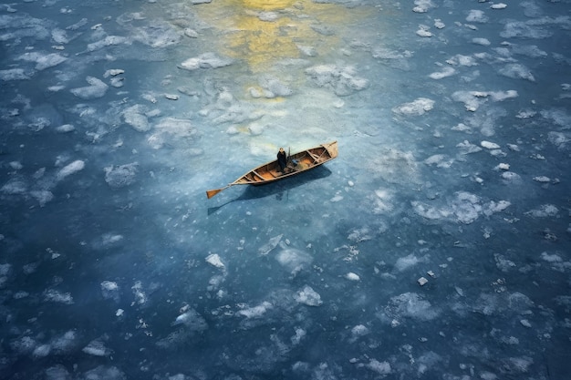 Foto um barco no gelo