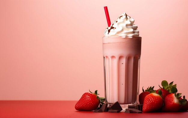 Foto um batido cremoso de morango e chocolate em um fundo elegante generative ai