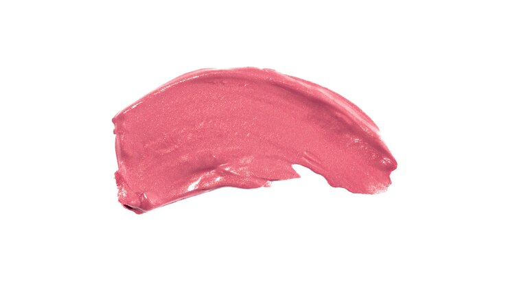 Foto um batom rosa com fundo branco.