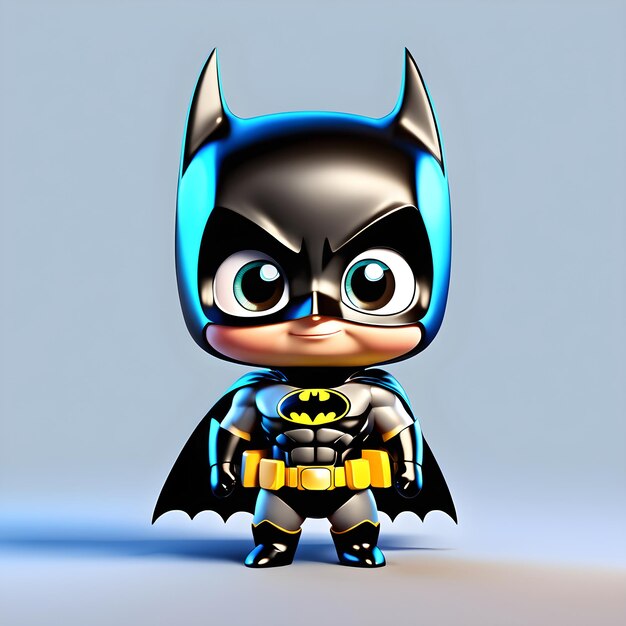 Um bebé bonito a vestir-se de Batman.