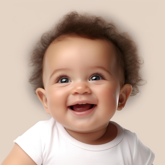 um bebê com uma camisa branca que diz quot baby quot