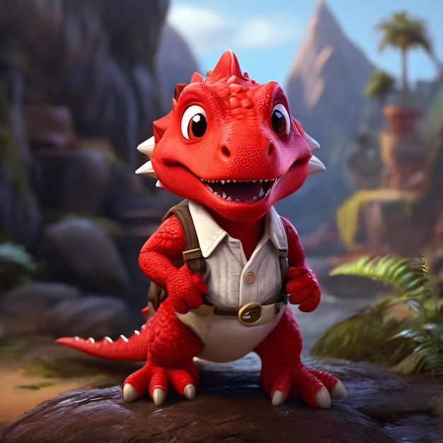 um bebê dinossauro com com um grande Leonardo ai geração