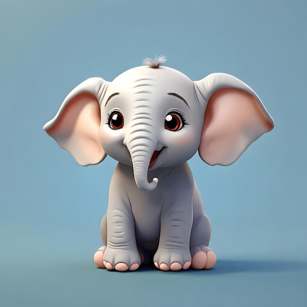 Foto um bebê elefante com uma orelha grande e um olho grande em seu rosto