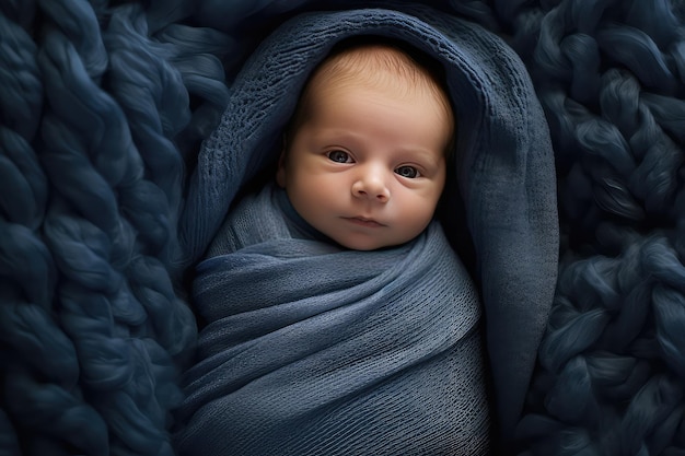 Um bebê enrolado em um cobertor