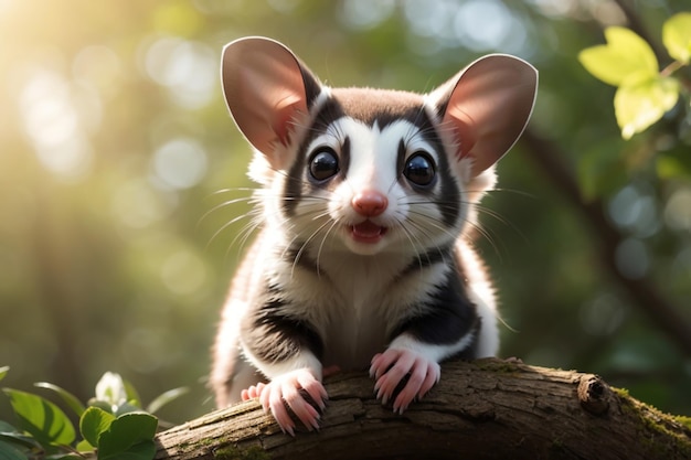 Um bebê fofo Sugar Glider animal feliz