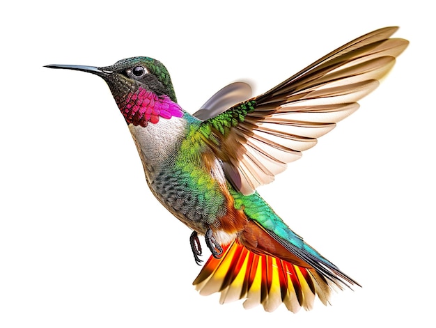 Um beija-flor colorido a voar