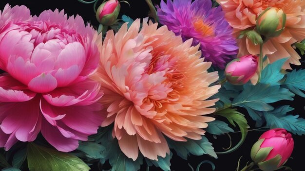 Foto um belo bouquet de flores de aster.