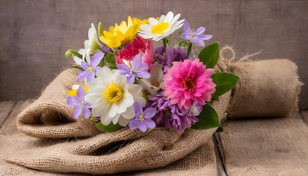 Um belo buquê de flores de primavera.