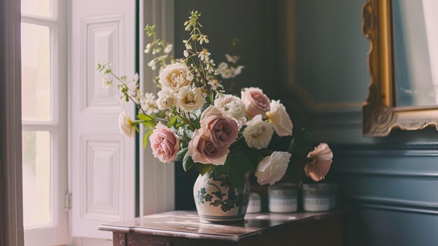 Um belo buquê de flores em vaso Arranjo floral