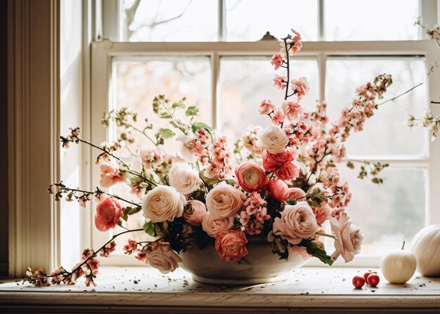 Um belo buquê de flores em vaso Arranjo floral