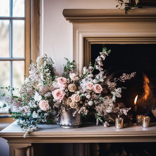 Um belo buquê de flores em vaso Arranjo floral