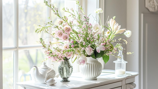 Um belo buquê de flores em vaso Arranjo floral