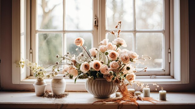 Um belo buquê de flores em vaso Arranjo floral