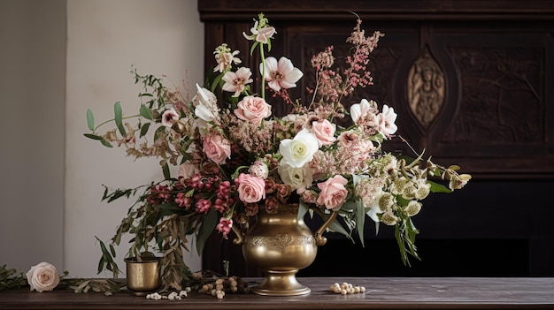 Um belo buquê de flores em vaso Arranjo floral