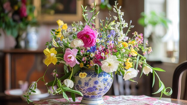 Foto um belo buquê de flores em vaso arranjo floral