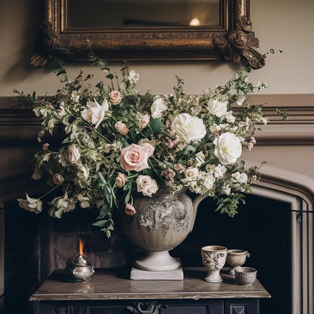 Um belo buquê de flores em vaso Arranjo floral