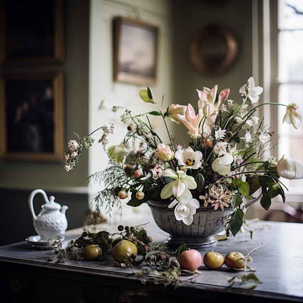 Um belo buquê de flores em vaso Arranjo floral