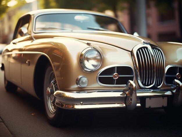 Foto um belo carro clássico vintage, um velho modelo de carro personalizado.