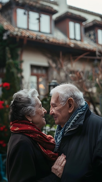 Um belo casal de idosos apaixonados.