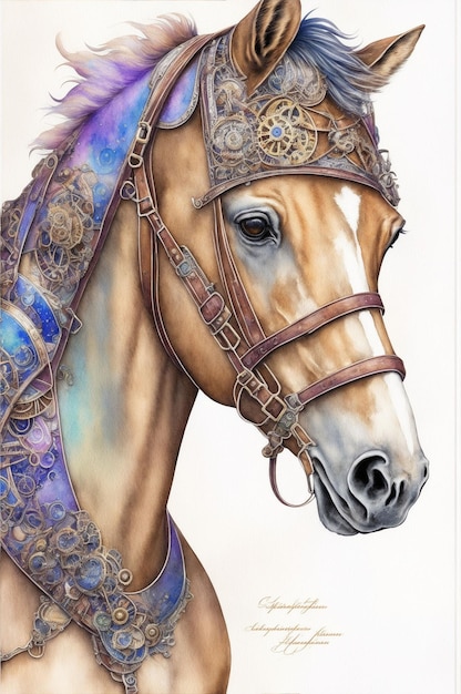 um belo cavalo aquarelado