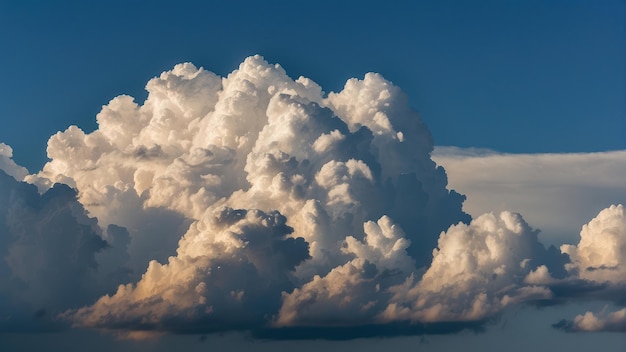 Um belo céu com nuvens cumulus sobre uma paisagem serena