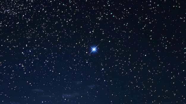 Foto um belo céu noturno com uma estrela brilhante brilhando no centro a estrela é cercada por muitas estrelas menores e o céu é escuro e claro