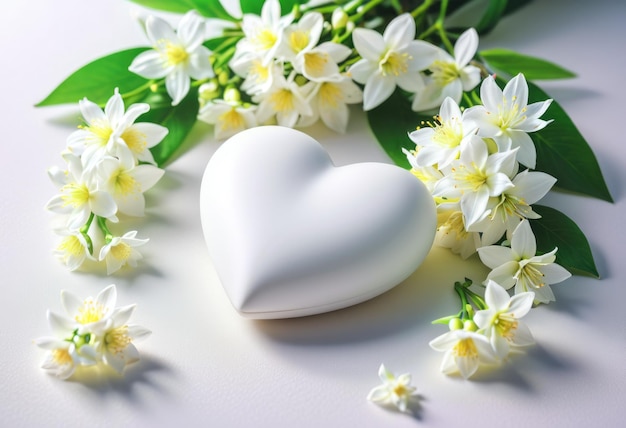 Um belo coração branco moldado com amor