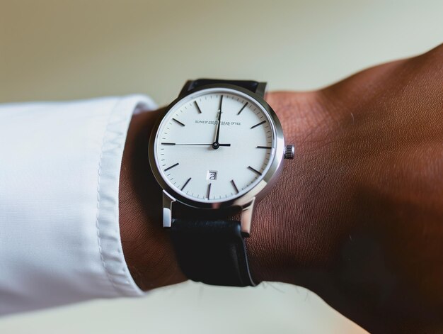Foto um belo e elegante conceito de relógio de pulso de close-up