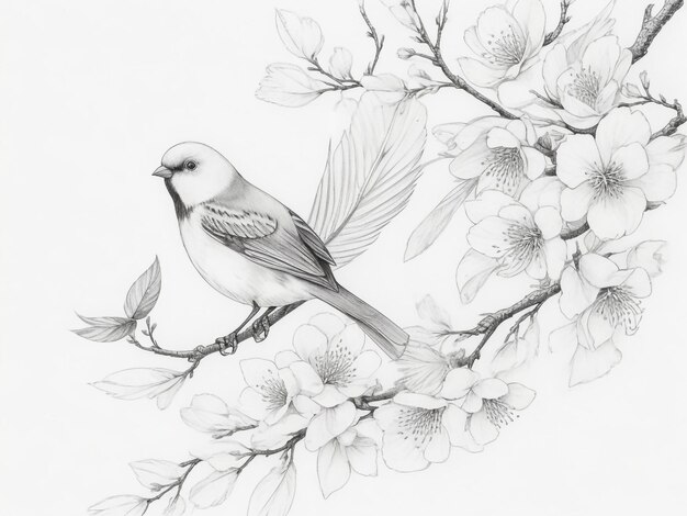 Um belo esboço de pássaros charr japoneses