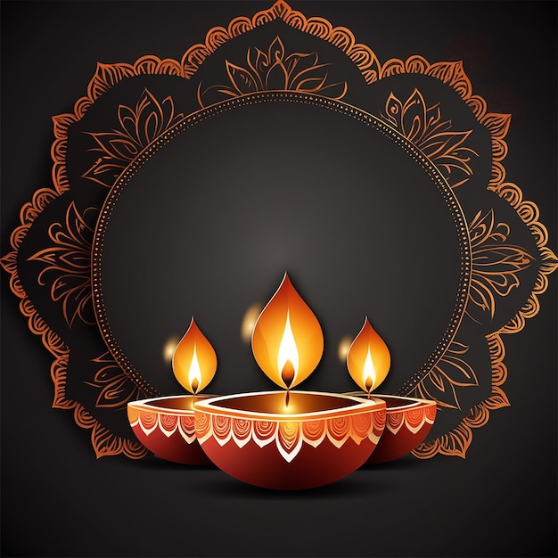 Um belo fundo de Diwali com velas acesas e design floral gerado por IA