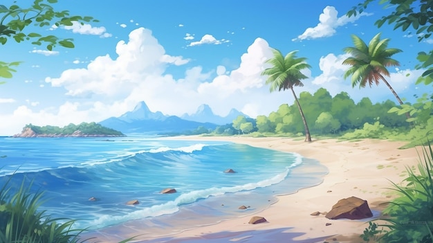 um belo fundo de verão com praia em um dia ensolarado fundo de férias